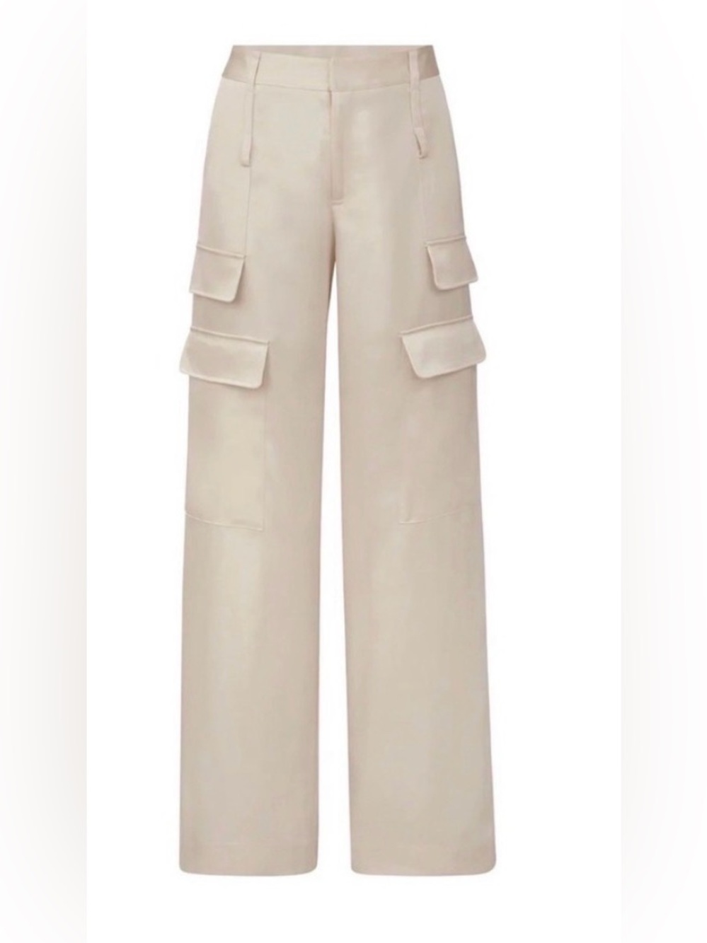 The Noli shop Cream Wide-Leg Cargo Trousers